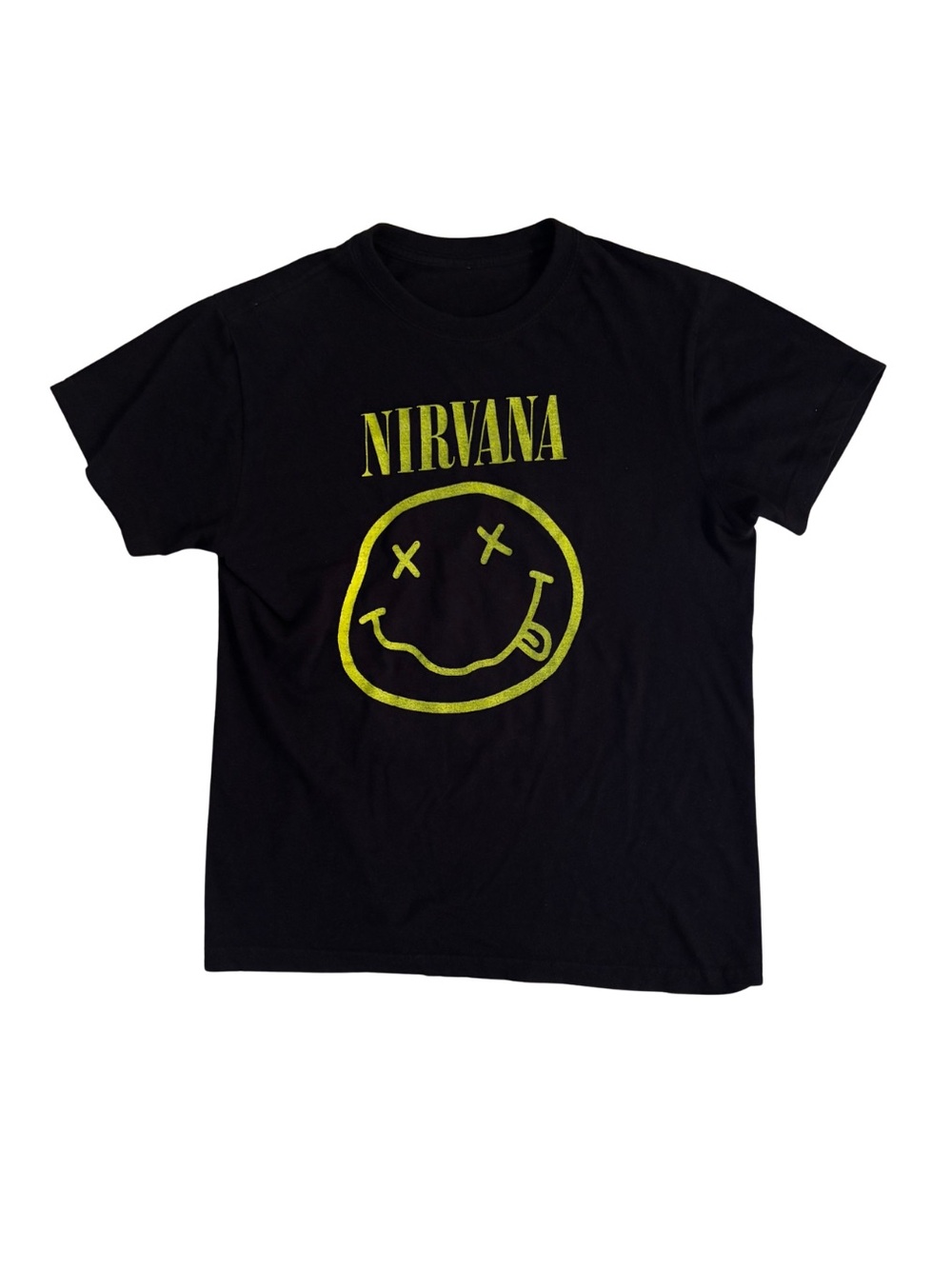 NIRVANA Black Tee with Neon Yellow Smiley